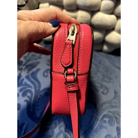 Coach Pebbled Leather Neon Barbie Pink Camera Bag Crossbody - Picture 6 of 12